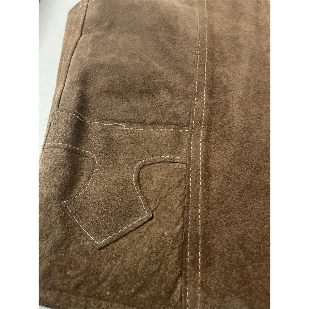Joe's Genuine Leather Brown Suede &‎ Sherpa Lined Leather Vest Snaps Pockets